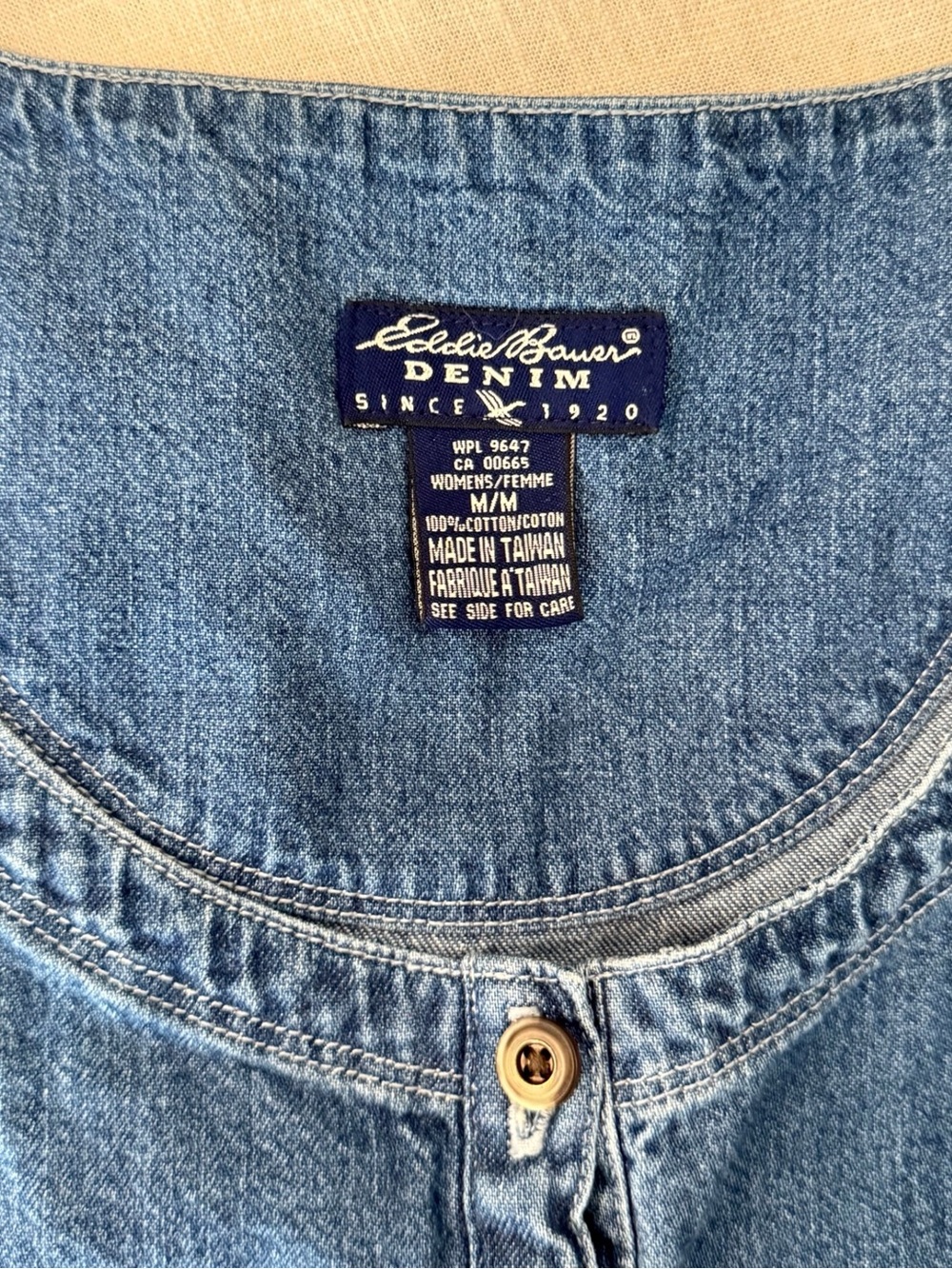 Vintage 90s Eddie Bauer Denim Jumper | Shift Dress (M) - Picture 4 of 5